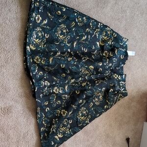New York & Company Black and Gold Floral A-Line Skirt